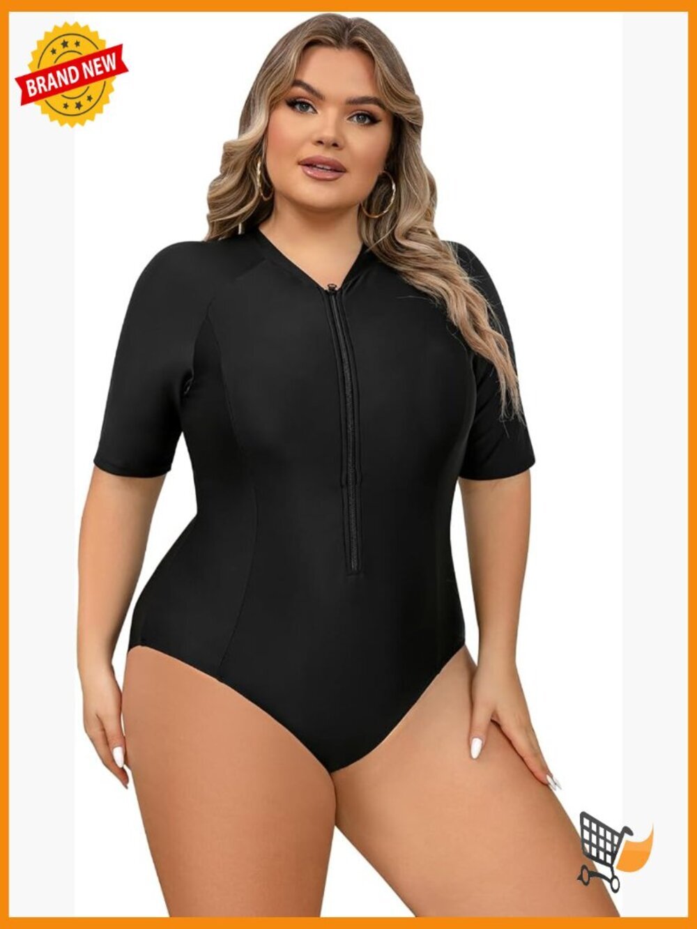 Plus Size One Piece Swimwear Rash Guard UPF 50 Tummy Control Surfing Bathing